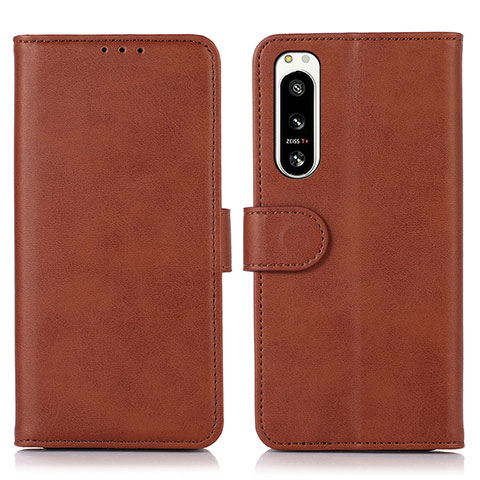 Coque Portefeuille Livre Cuir Etui Clapet N08P pour Sony Xperia 5 IV Marron