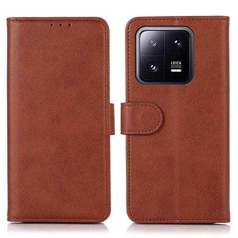 Coque Portefeuille Livre Cuir Etui Clapet N08P pour Xiaomi Mi 13 5G Marron