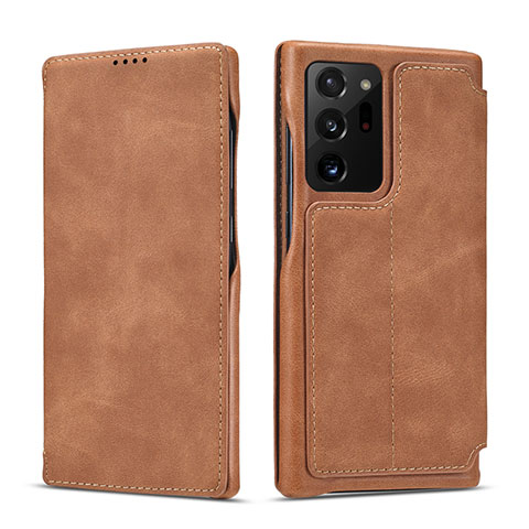 Coque Portefeuille Livre Cuir Etui Clapet N09 pour Samsung Galaxy Note 20 Ultra 5G Brun Clair