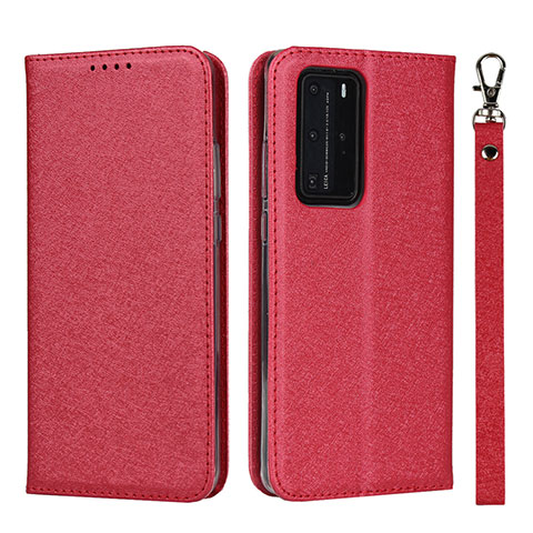 Coque Portefeuille Livre Cuir Etui Clapet N12 pour Huawei P40 Pro Rouge
