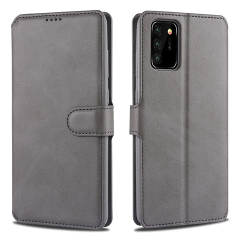 Coque Portefeuille Livre Cuir Etui Clapet N12 pour Samsung Galaxy Note 20 Ultra 5G Gris