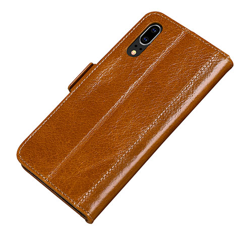 Coque Portefeuille Livre Cuir Etui Clapet P01 pour Huawei P20 Orange