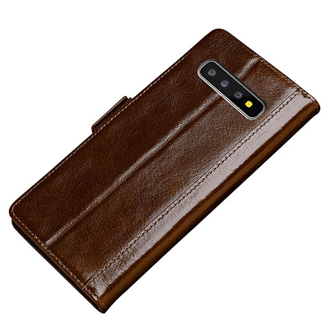 Coque Portefeuille Livre Cuir Etui Clapet P01 pour Samsung Galaxy S10 5G Marron