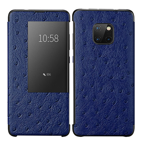 Coque Portefeuille Livre Cuir Etui Clapet P02 pour Huawei Mate 20 Pro Bleu