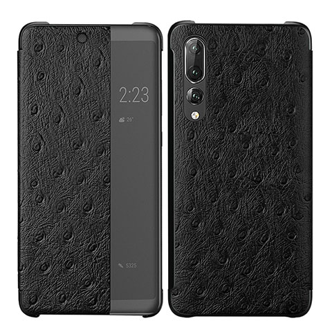 Coque Portefeuille Livre Cuir Etui Clapet P02 pour Huawei P20 Pro Noir