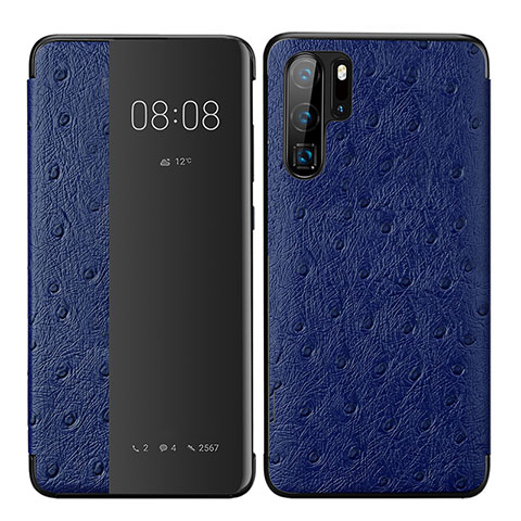 Coque Portefeuille Livre Cuir Etui Clapet P02 pour Huawei P30 Pro Bleu