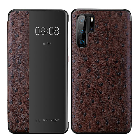 Coque Portefeuille Livre Cuir Etui Clapet P02 pour Huawei P30 Pro Marron