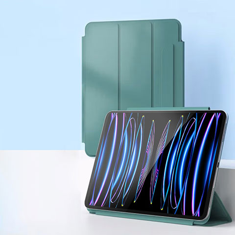 Coque Portefeuille Livre Cuir Etui Clapet P03 pour Apple iPad Pro 11 (2022) Vert