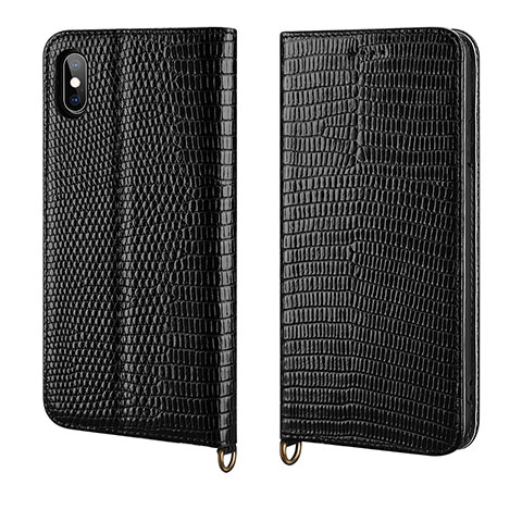 Coque Portefeuille Livre Cuir Etui Clapet P03 pour Apple iPhone Xs Noir