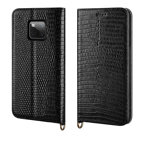 Coque Portefeuille Livre Cuir Etui Clapet P04 pour Huawei Mate 20 Pro Noir