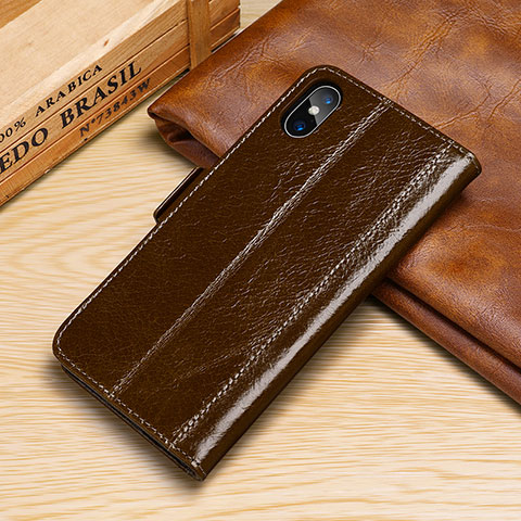 Coque Portefeuille Livre Cuir Etui Clapet P05 pour Apple iPhone X Marron