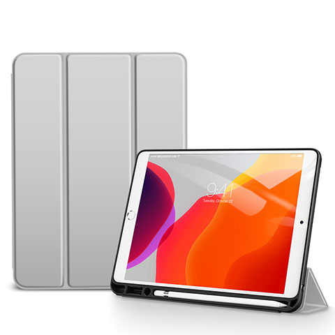 Coque Portefeuille Livre Cuir Etui Clapet pour Apple iPad 10.2 (2019) Gris