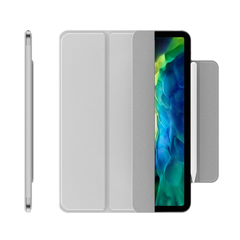 Coque Portefeuille Livre Cuir Etui Clapet pour Apple iPad Pro 12.9 (2021) Argent
