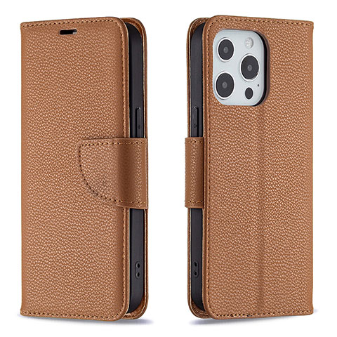 Coque Portefeuille Livre Cuir Etui Clapet pour Apple iPhone 13 Pro Marron