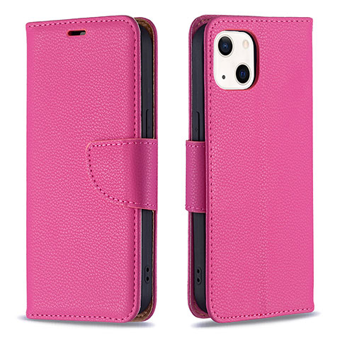 Coque Portefeuille Livre Cuir Etui Clapet pour Apple iPhone 14 Rose Rouge