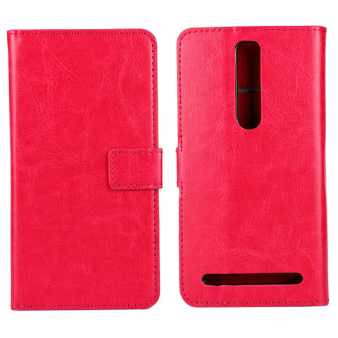 Coque Portefeuille Livre Cuir Etui Clapet pour Asus Zenfone 2 ZE551ML ZE550ML Rose Rouge