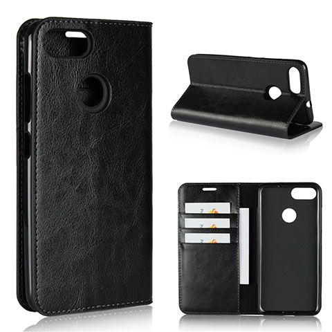 Coque Portefeuille Livre Cuir Etui Clapet pour Asus Zenfone Max Plus M1 ZB570TL Noir