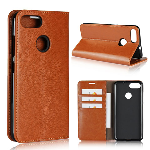 Coque Portefeuille Livre Cuir Etui Clapet pour Asus Zenfone Max Plus M1 ZB570TL Orange