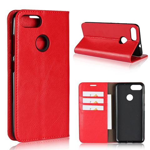 Coque Portefeuille Livre Cuir Etui Clapet pour Asus Zenfone Max Plus M1 ZB570TL Rouge