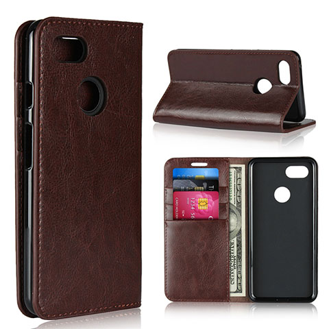 Coque Portefeuille Livre Cuir Etui Clapet pour Google Pixel 3 Marron