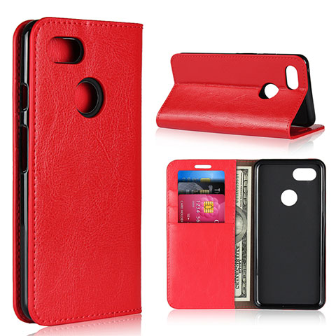 Coque Portefeuille Livre Cuir Etui Clapet pour Google Pixel 3 Rouge