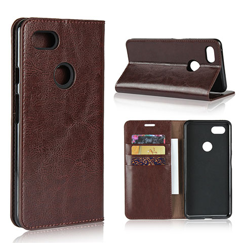 Coque Portefeuille Livre Cuir Etui Clapet pour Google Pixel 3 XL Marron