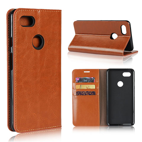 Coque Portefeuille Livre Cuir Etui Clapet pour Google Pixel 3 XL Orange