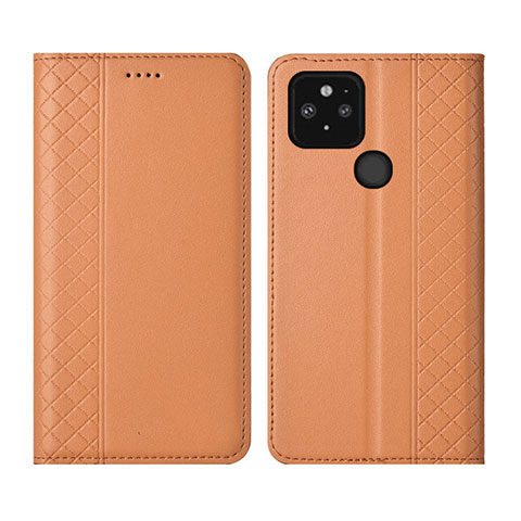 Coque Portefeuille Livre Cuir Etui Clapet pour Google Pixel 5 Orange