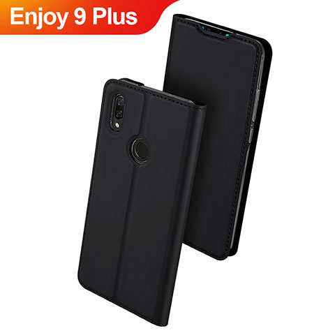 Coque Portefeuille Livre Cuir Etui Clapet pour Huawei Enjoy 9 Plus Noir