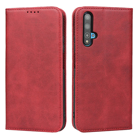 Coque Portefeuille Livre Cuir Etui Clapet pour Huawei Honor 20 Rouge