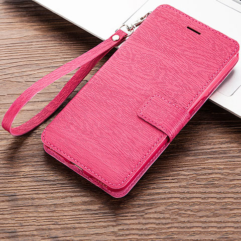 Coque Portefeuille Livre Cuir Etui Clapet pour Huawei Honor Play 8A Rose Rouge