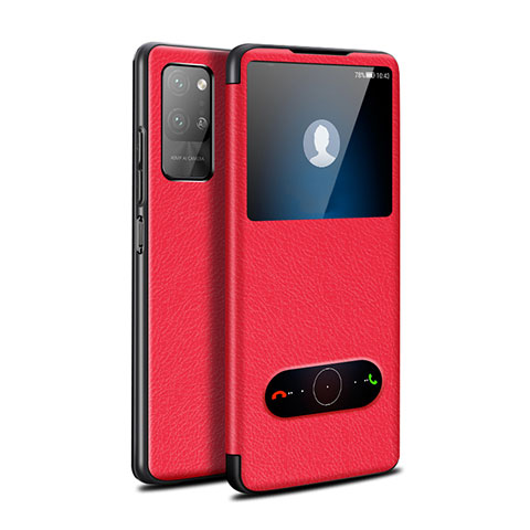 Coque Portefeuille Livre Cuir Etui Clapet pour Huawei Honor Play4 Pro 5G Rouge