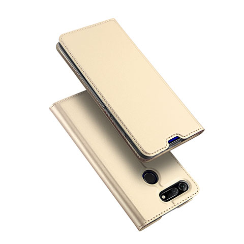 Coque Portefeuille Livre Cuir Etui Clapet pour Huawei Honor V20 Or