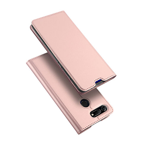 Coque Portefeuille Livre Cuir Etui Clapet pour Huawei Honor V20 Or Rose