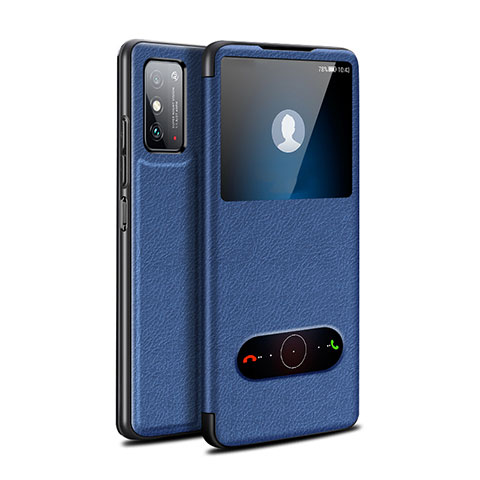 Coque Portefeuille Livre Cuir Etui Clapet pour Huawei Honor X10 Max 5G Bleu