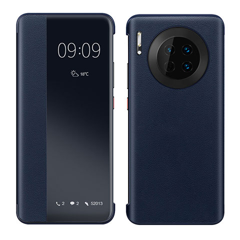 Coque Portefeuille Livre Cuir Etui Clapet pour Huawei Mate 30 Pro 5G Bleu