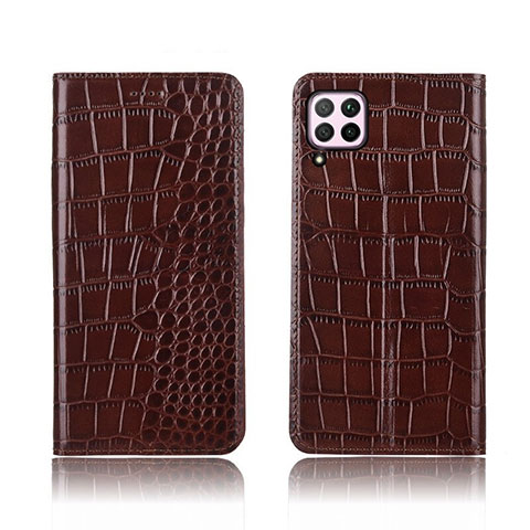 Coque Portefeuille Livre Cuir Etui Clapet pour Huawei Nova 6 SE Marron