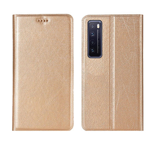 Coque Portefeuille Livre Cuir Etui Clapet pour Huawei Nova 7 5G Or