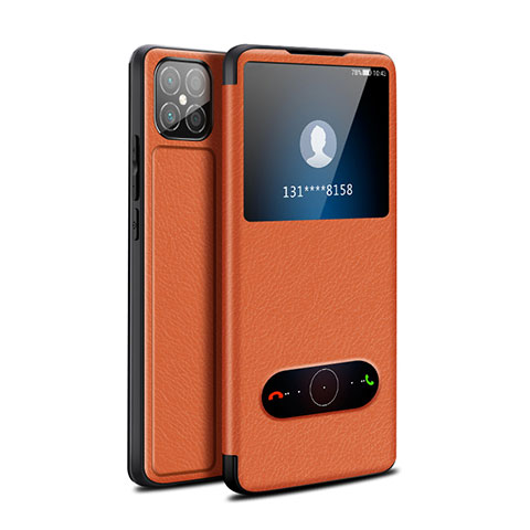 Coque Portefeuille Livre Cuir Etui Clapet pour Huawei Nova 8 SE 5G Orange