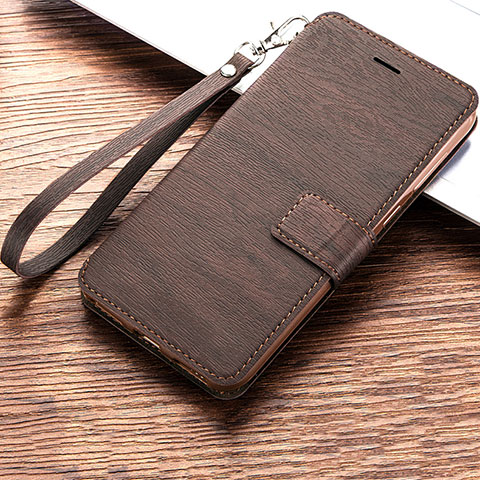 Coque Portefeuille Livre Cuir Etui Clapet pour Huawei Y6 Prime (2019) Marron