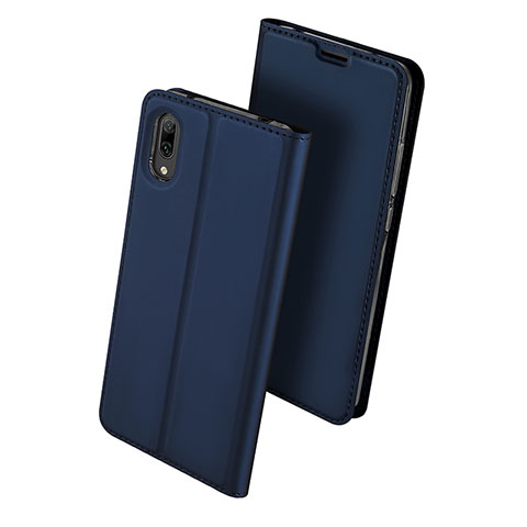 Coque Portefeuille Livre Cuir Etui Clapet pour Huawei Y7 Prime (2019) Bleu