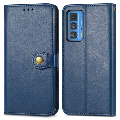 Coque Portefeuille Livre Cuir Etui Clapet pour Motorola Moto Edge 20 Pro 5G Bleu