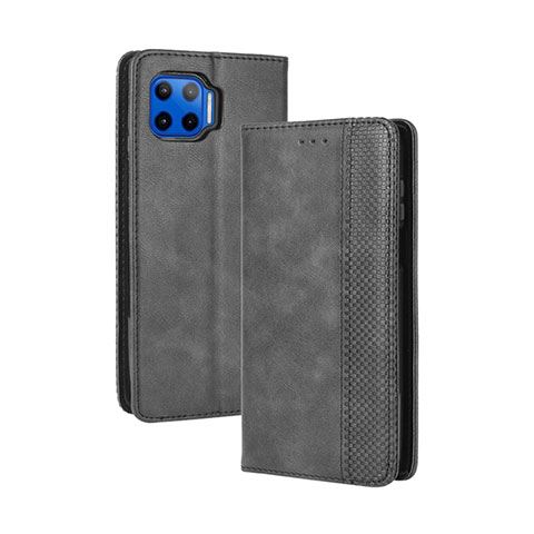 Coque Portefeuille Livre Cuir Etui Clapet pour Motorola Moto G 5G Plus Noir