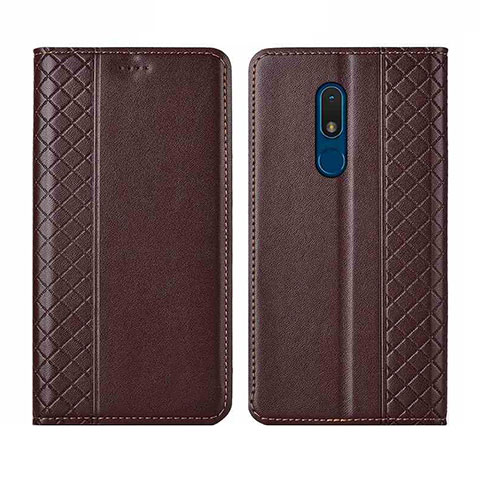 Coque Portefeuille Livre Cuir Etui Clapet pour Nokia C3 Marron