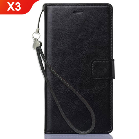 Coque Portefeuille Livre Cuir Etui Clapet pour Nokia X3 Noir