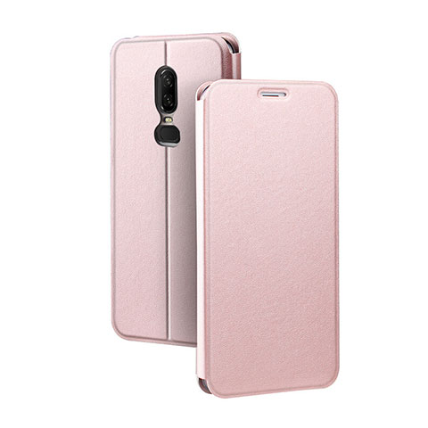 Coque Portefeuille Livre Cuir Etui Clapet pour OnePlus 6 Rose