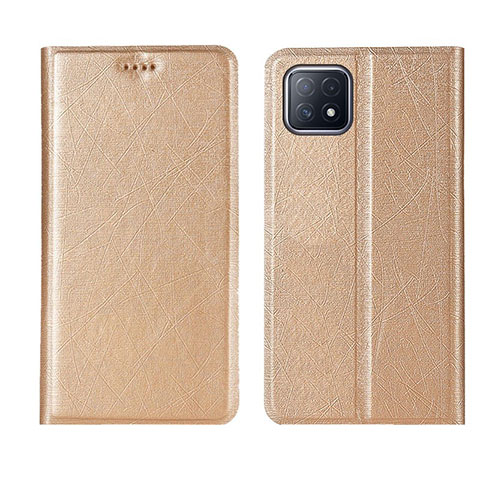 Coque Portefeuille Livre Cuir Etui Clapet pour Oppo A73 5G Or