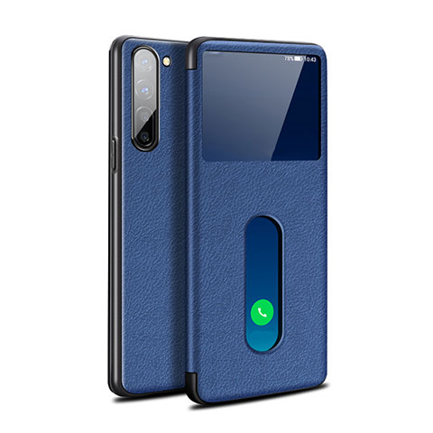 Coque Portefeuille Livre Cuir Etui Clapet pour Oppo F15 Bleu