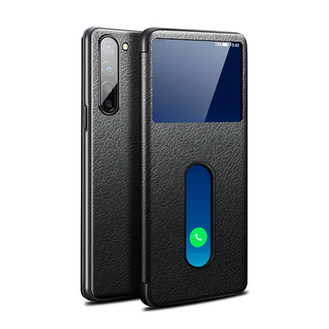 Coque Portefeuille Livre Cuir Etui Clapet pour Oppo F15 Noir