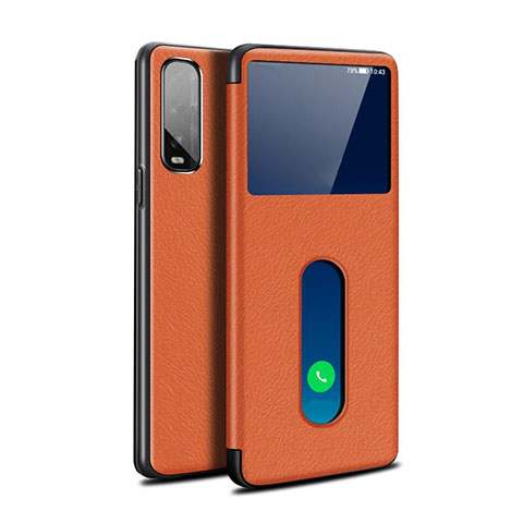 Coque Portefeuille Livre Cuir Etui Clapet pour Oppo Find X2 Orange